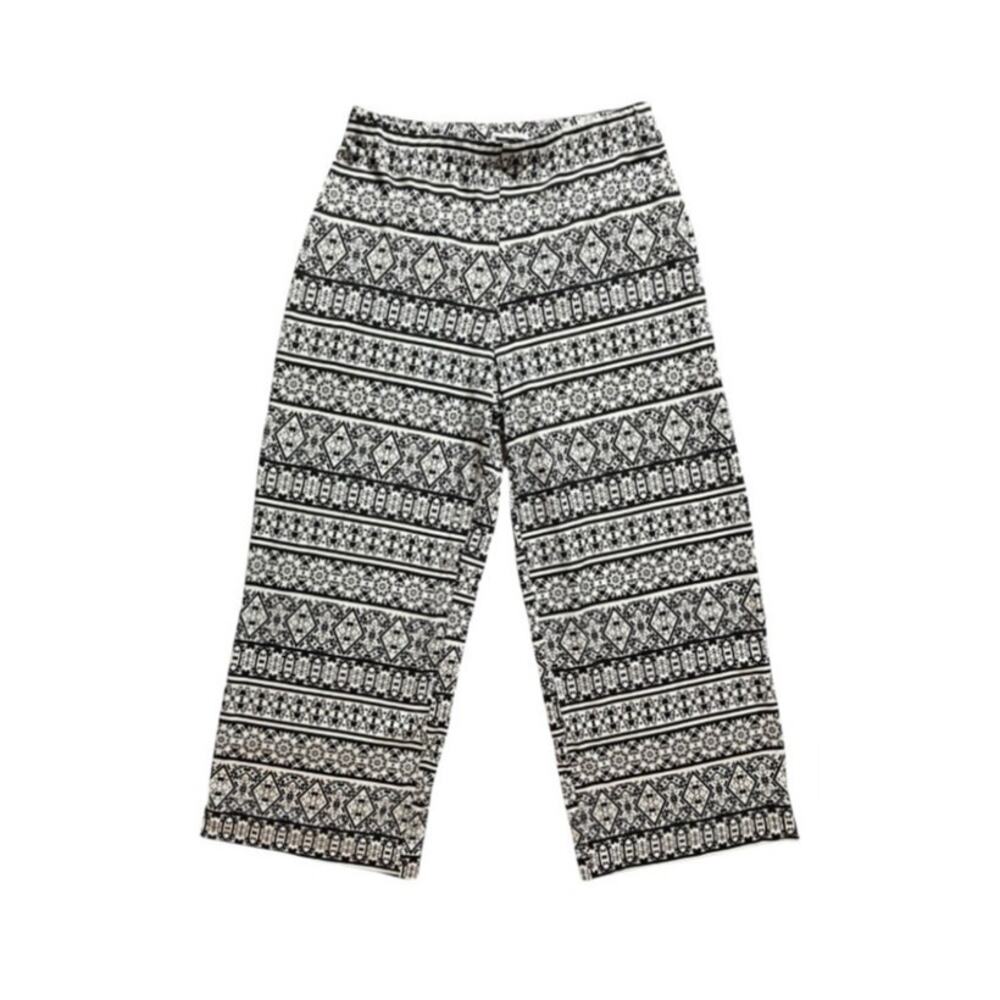 I.N. Studio Women's B/W Print Pull-On Wide Leg 27" Inseam Palazzo Pant Boho SZ L